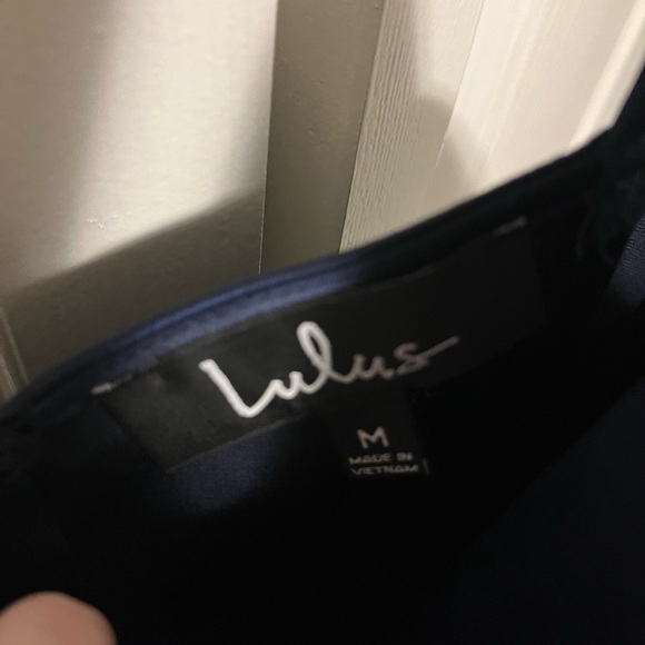 Lulu’s Jumpsuit satin navy blue M - Picture 3 of 4